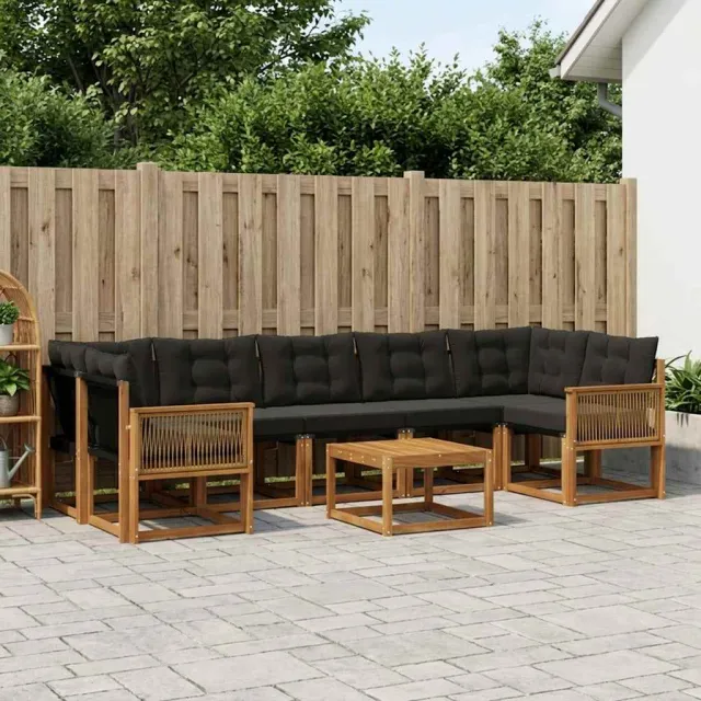 vidaXL Buiten bankenset 8 st 7-zits Naturel en Zwart