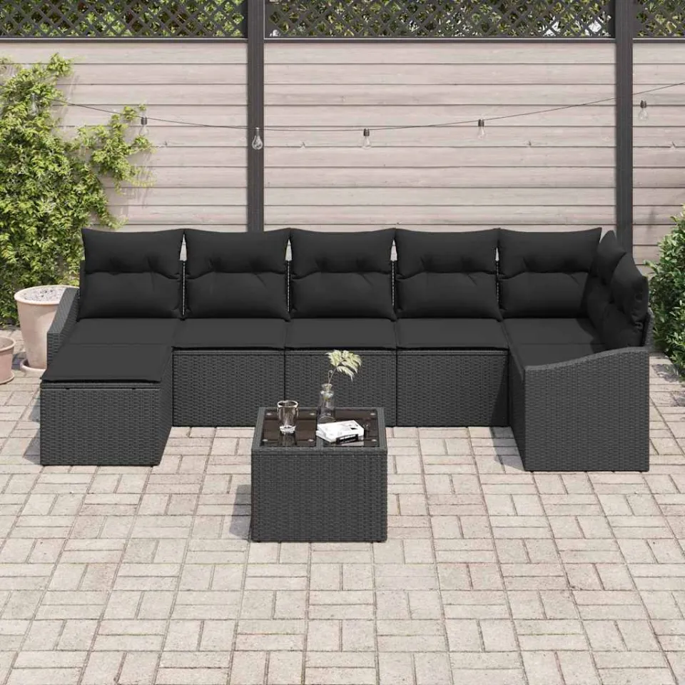 vidaXL Tuin Sofa Set 8 st Zwart poly rattan, foto 3