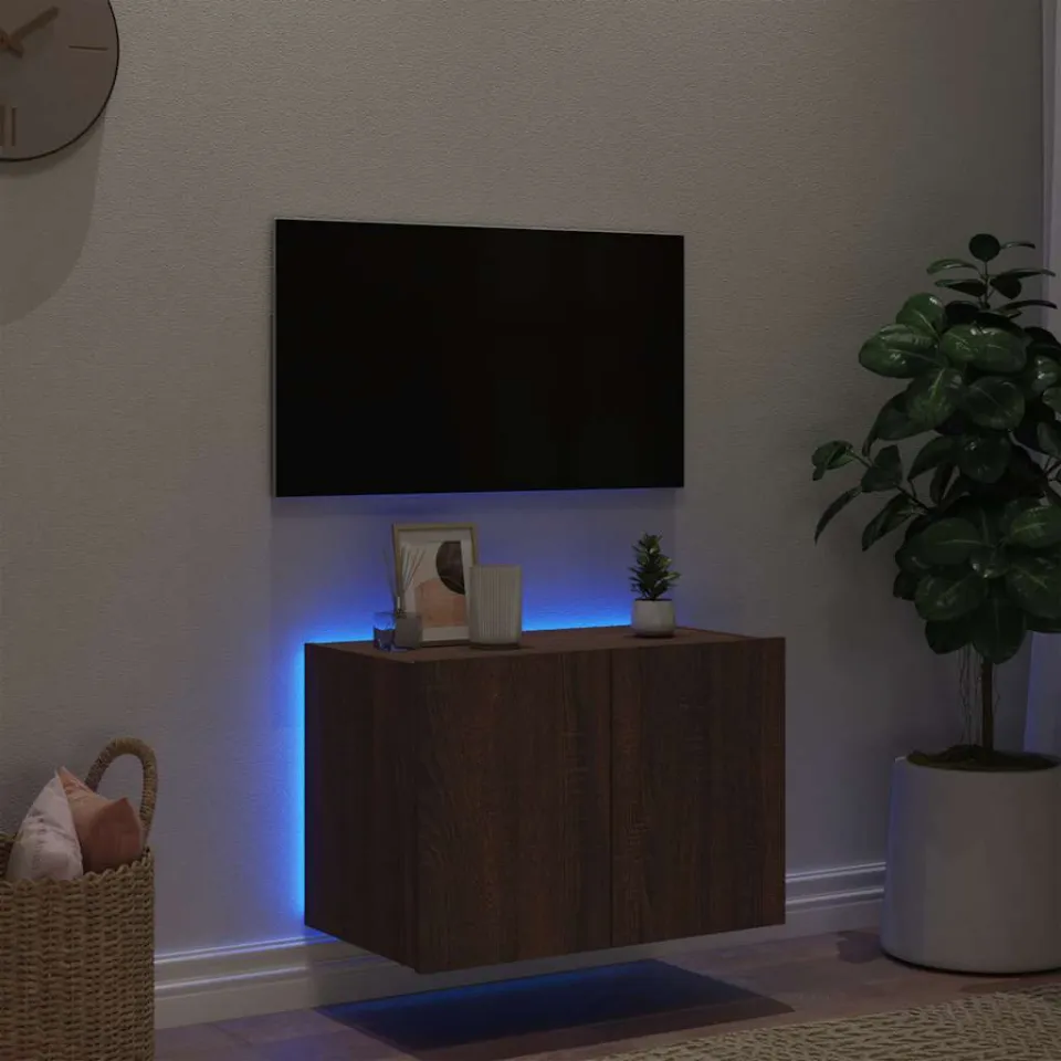 vidaXL Tv-wandmeubel met LED-verlichting 60x35x41 cm bruin eikenkleur, foto 2