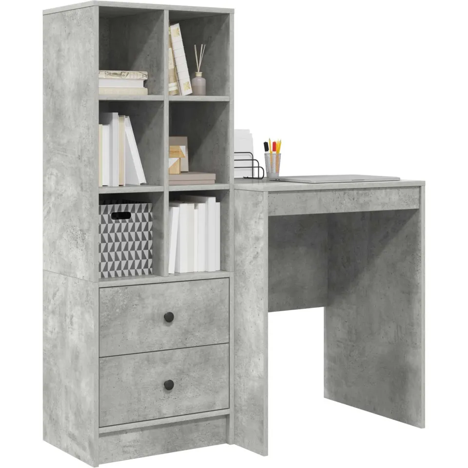 vidaXL Bureau Beton Grijs 105,5 x 50 x 127 cm 2 st
