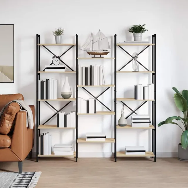 vidaXL Boekenkast 156 x 25 x 167 cm Bewerkt hout Sonoma Eiken, foto 2