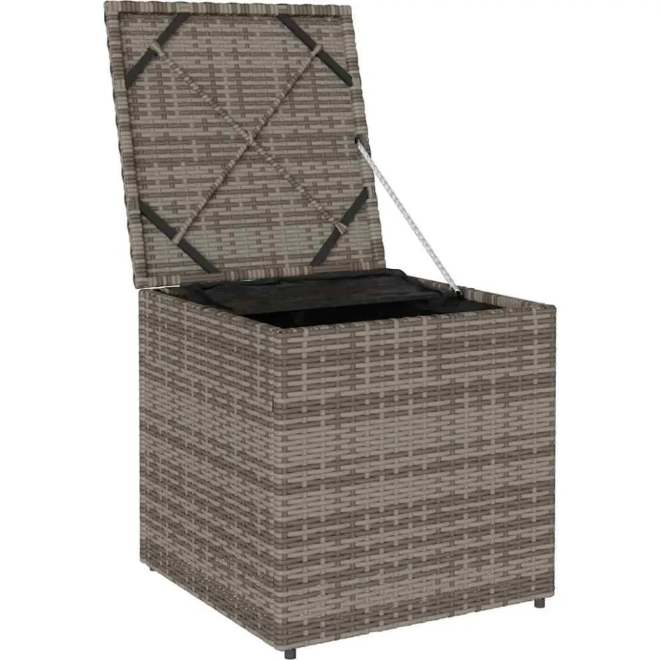 vidaXL Kussenbox met opslag Grijs 50 x 50 x 50 cm poly rattan, foto 4
