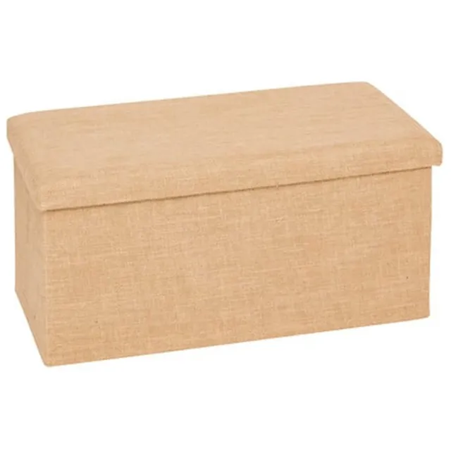 5Five® 5Five Poef/hocker/voetenbankje Jute - opbergbox - beige - PO/MDF - 38 x 38 x 76 cm - opvouwbaar