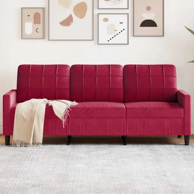 vidaXL Driezitsbank 180 cm fluweel wijnrood