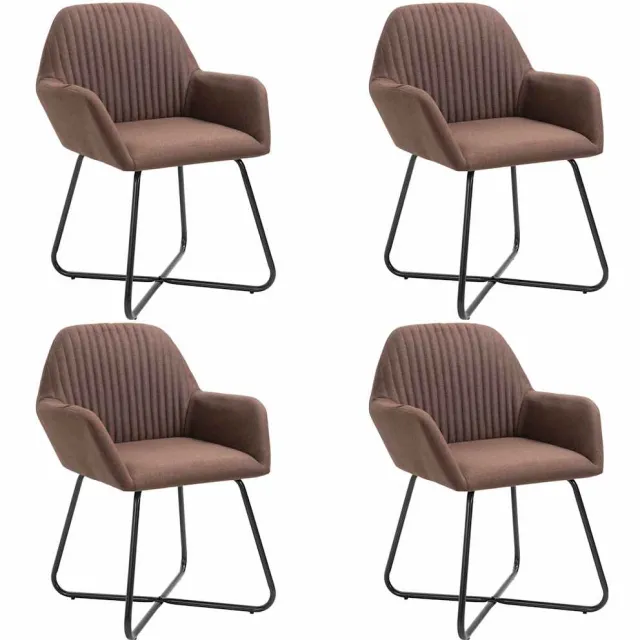 vidaXL Eetkamerstoelen 4 st stof bruin