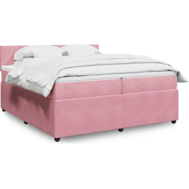 vidaXL Boxspring met matras fluweel roze 200x200 cm