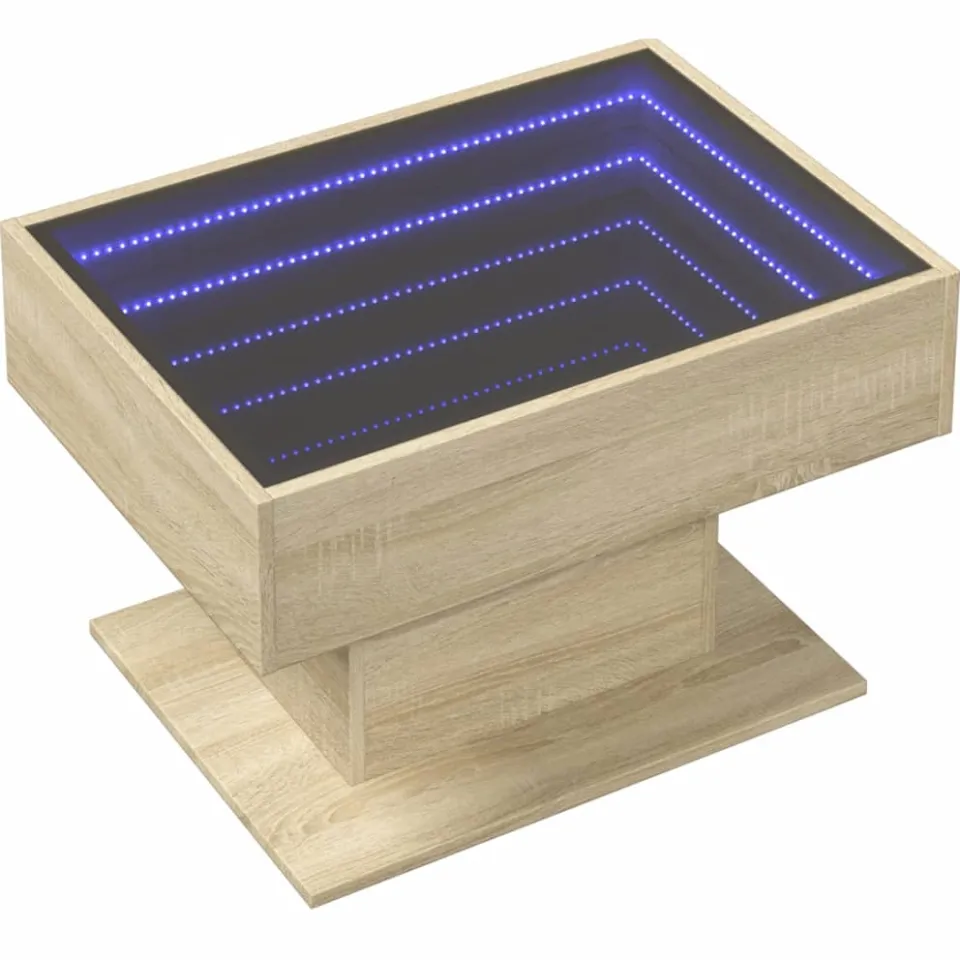 vidaXL Salontafel met LED 70x50x45 cm bewerkt hout sonoma eikenkleurig Bruin