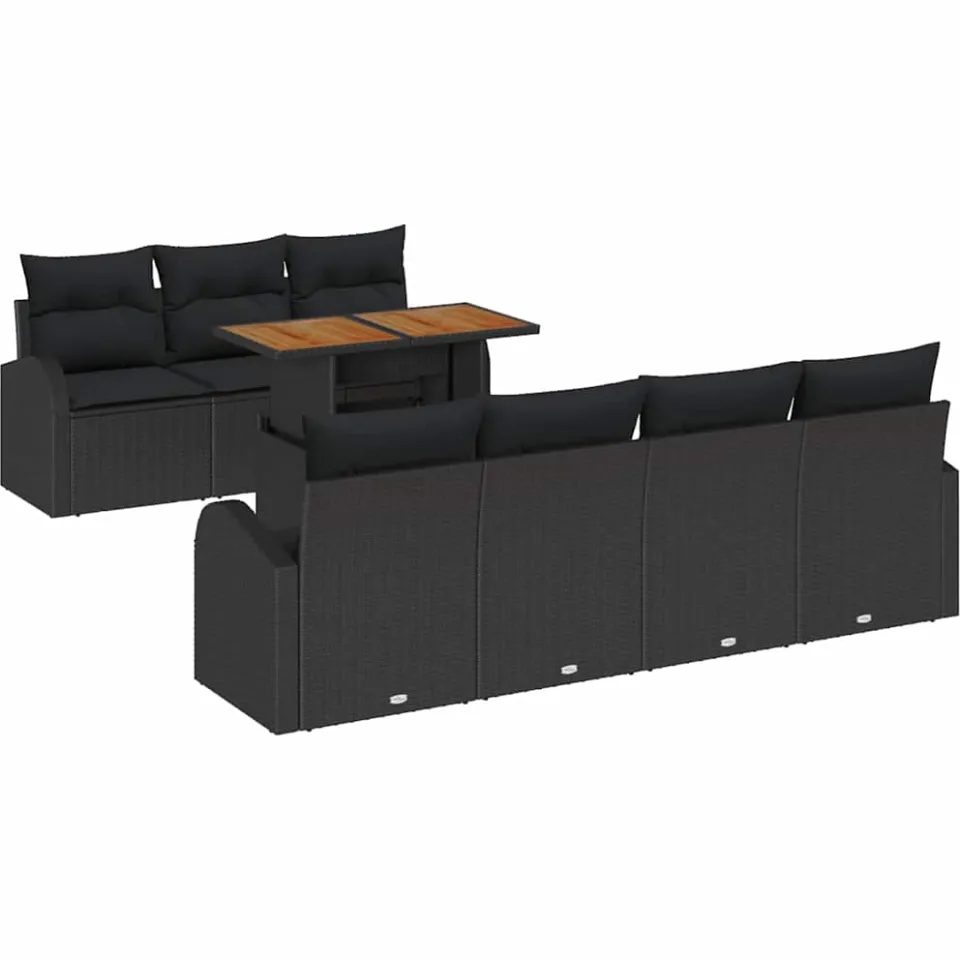 vidaXL Tuin Sofa Set 8 st Zwart Poly riet