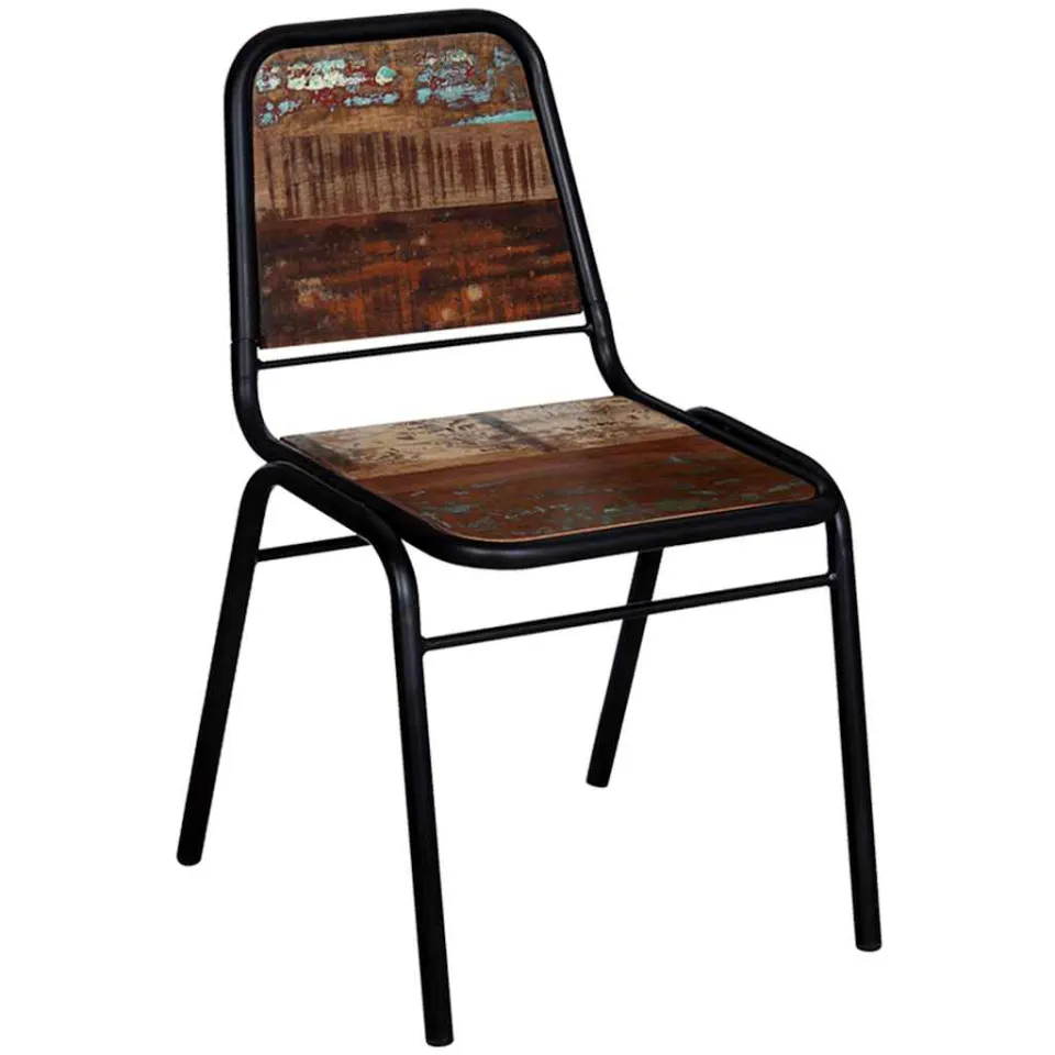 vidaXL Eetkamerstoelen 4 st massief gerecycled hout meerkleurig, foto 2