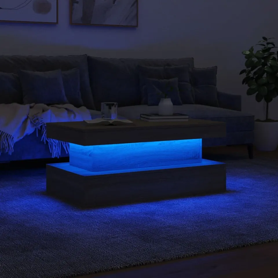 vidaXL Salontafel met LED-verlichting 90x50x40 cm sonoma eikenkleurig, foto 4