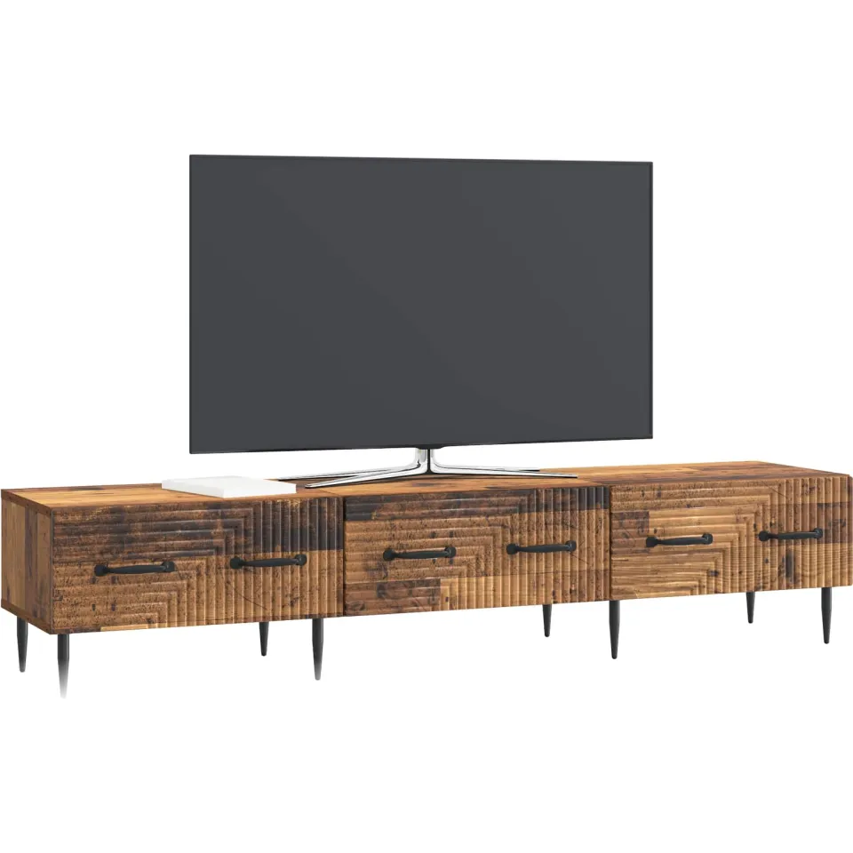 vidaXL TV-kast met lade Oud hout 147 x 34,5 x 30 cm Bewerkt hout bruin, foto 3