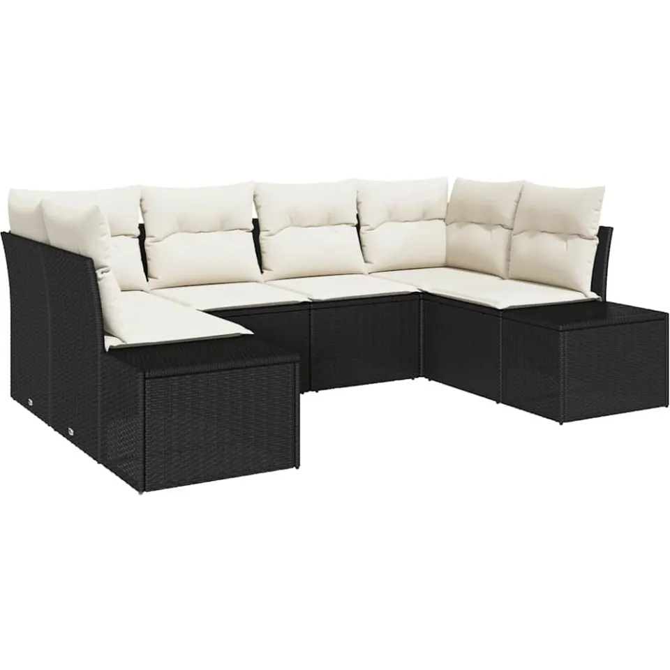 vidaXL Tuin Sofa Set 6 st Zwart poly rattan
