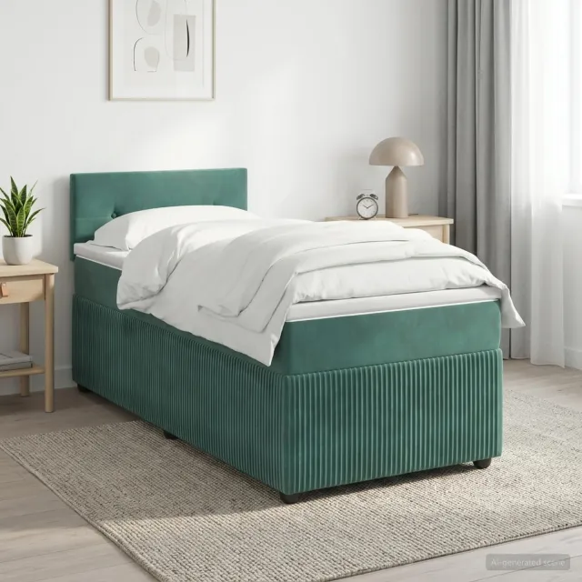 vidaXL Boxspringbed met matras Donkergroen 90 x 190 cm Fluweel groen