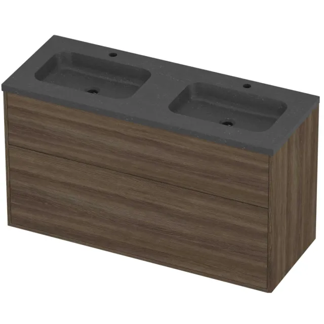 Proline Rollo Badmeubelset Hardsteen Elegant 2 Kraangaten 120x46x67 cm Blue Stone Vital Oak Eiken