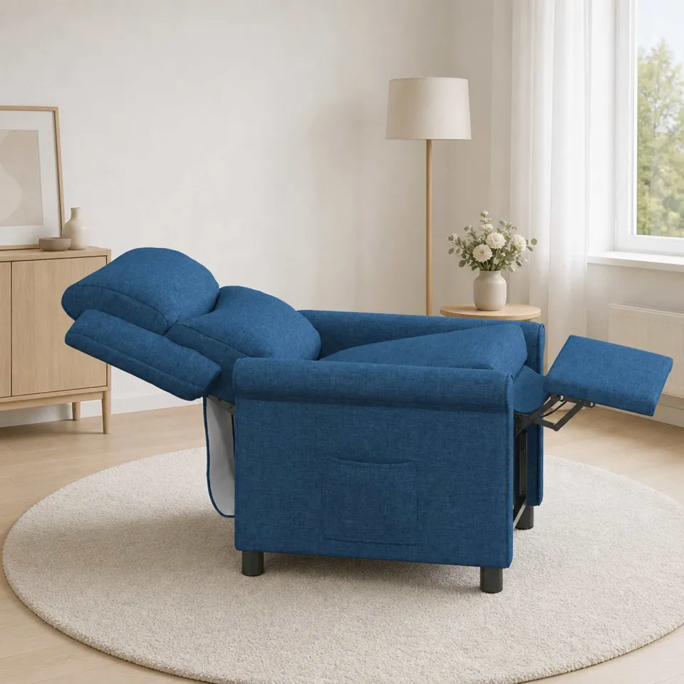 vidaXL Ligstoel Blauw 69 x 93 x 102 cm Stof, foto 3