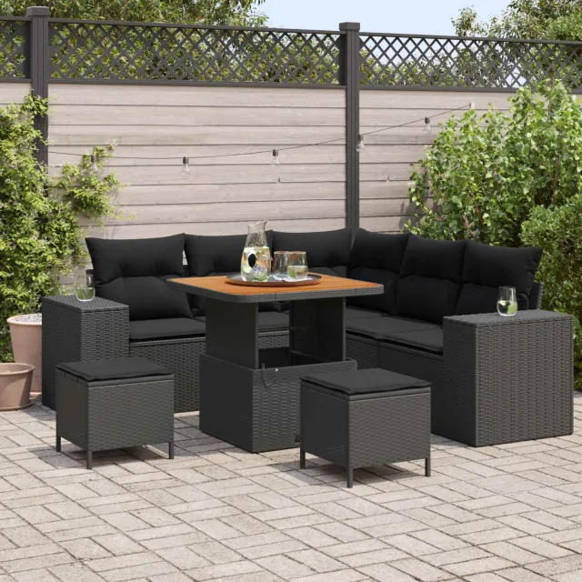 vidaXL Tuin Sofa Set 8 st Zwart poly rattan, foto 2