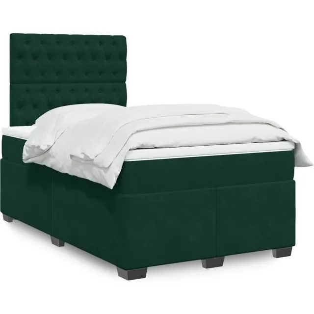 vidaXL Boxspring met matras fluweel donkergroen 120x200 cm groen