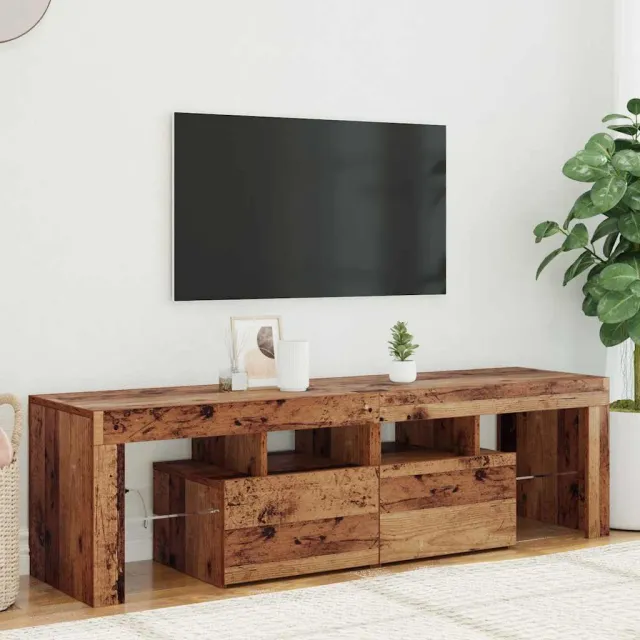 vidaXL Tv-meubel met LED 140x36,5x40 cm bewerkt hout oud hout Bruin