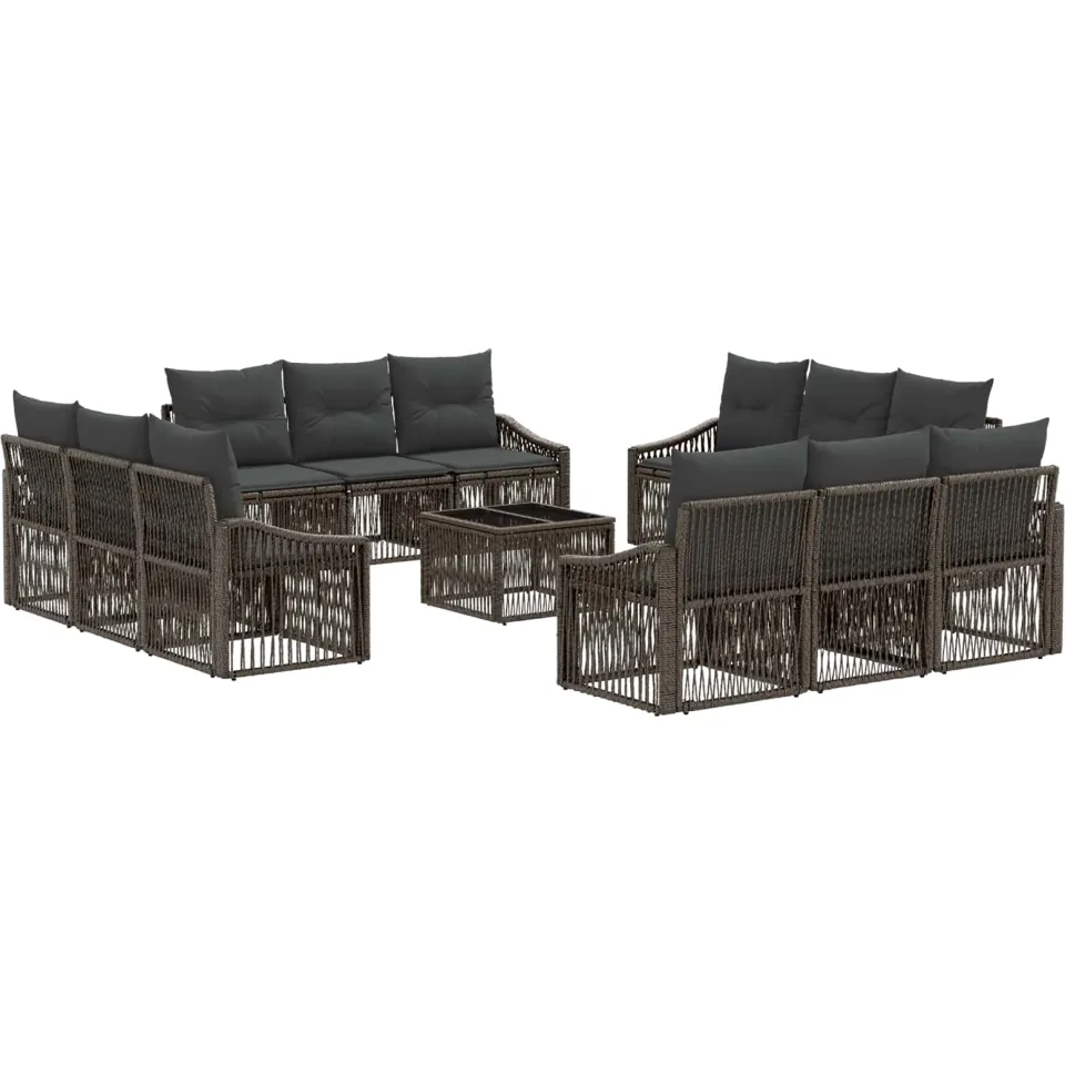 vidaXL Tuinbankenset 13 st Grijs poly rattan, foto 3