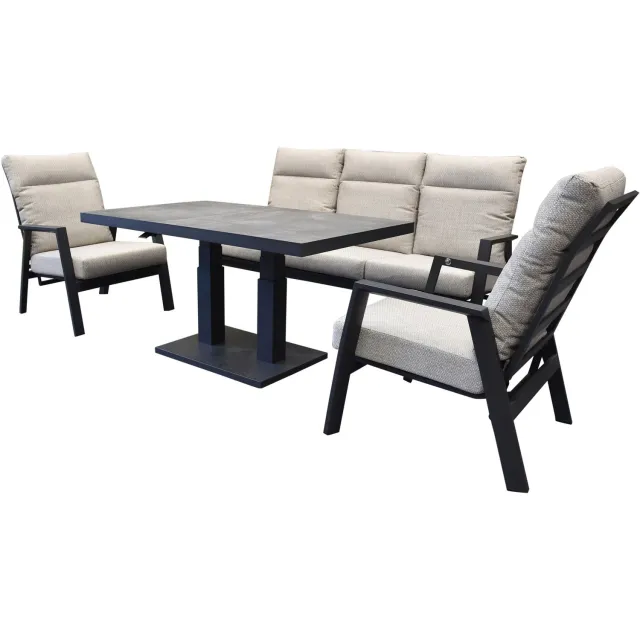 AVH-Collectie Barolo Pacific stoel bank dining loungeset 4 delig verstelbaar antraciet