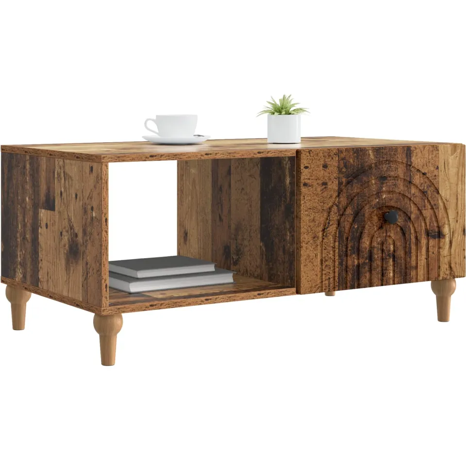 vidaXL Salontafel Oud hout 90 x 50 x 40 cm Bewerkt hout Bruin