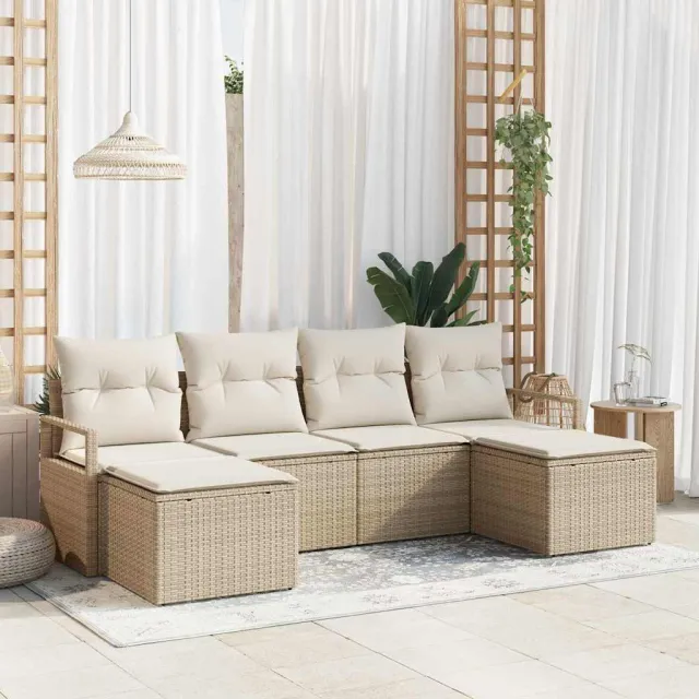 vidaXL Bankstel 6 st Beige poly rattan, foto 2