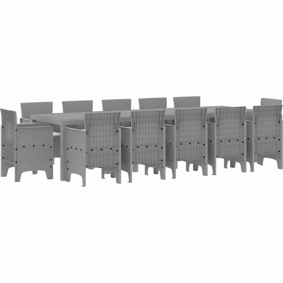 vidaXL Tuin Eetset 13 st Lichtgrijs Poly riet