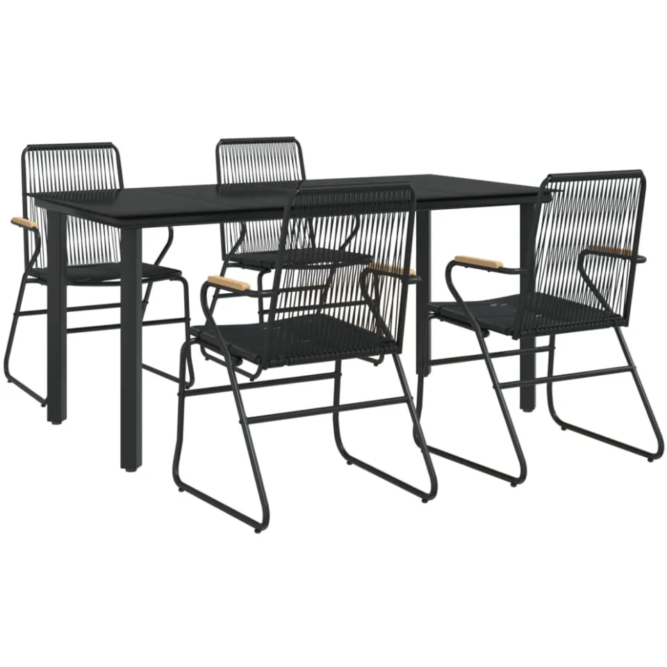 vidaXL 5-delige Tuinset PVC-rattan zwart, foto 3