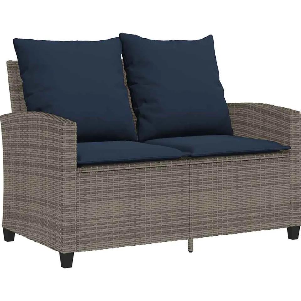vidaXL 6-delige Loungeset met kussens poly rattan grijs, foto 4