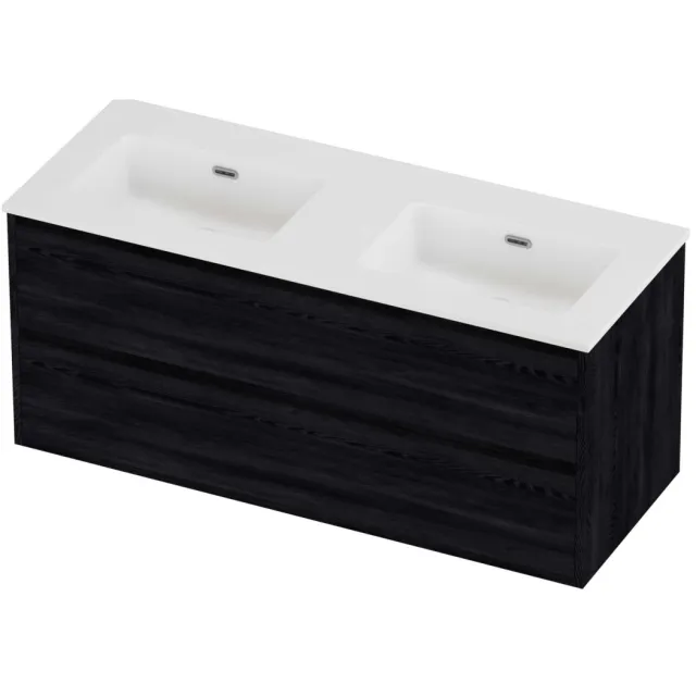 Proline Tribute Badmeubelset Porselein Elegant Zonder Gat 120x46x54 cm Mat White Black Oak Eiken