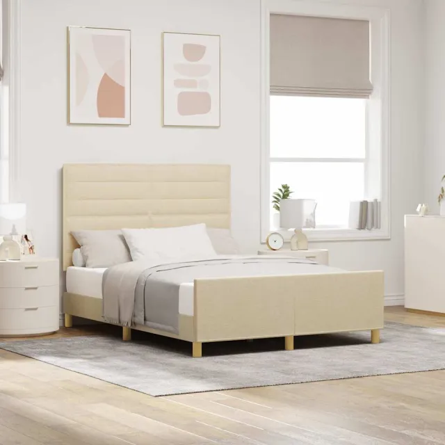 vidaXL Bedframe met hoofdeinde Crème 140 x 200 cm Stof