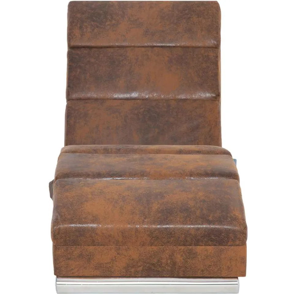 vidaXL Massage chaise longue kunstsuède bruin