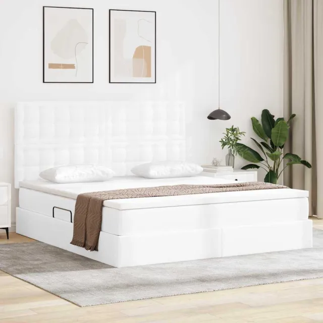 vidaXL Opslag bed Puur Wit 160 x 200 cm Nep Leer