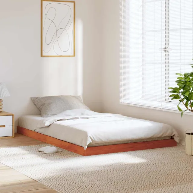 vidaXL Bedframe massief grenenhout wasbruin 120x190 cm