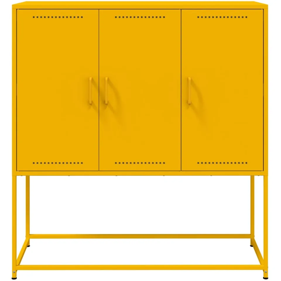 vidaXL Hoge kast 100,5x39x107 cm staal mosterdgeel, foto 4