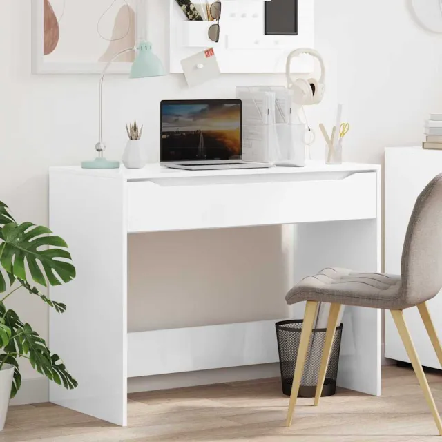 vidaXL Bureau Hoogglans Wit 100 x 50 x 78 cm Geconstrueerd hout