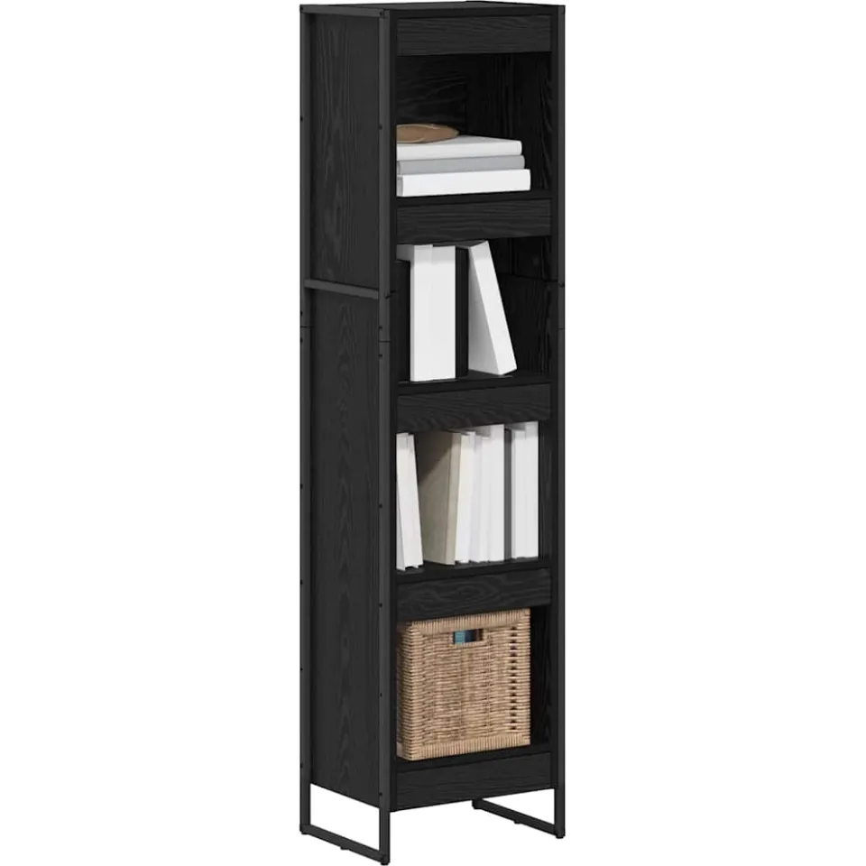 vidaXL Boekenkast 40 x 30 x 155 cm Bewerkt hout Zwart Eiken