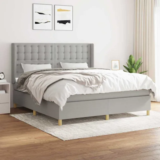 vidaXL Boxspring met matras stof lichtgrijs 160x200 cm grijs