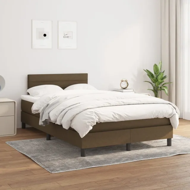 vidaXL Boxspring met matras stof donkerbruin 120x200 cm bruin