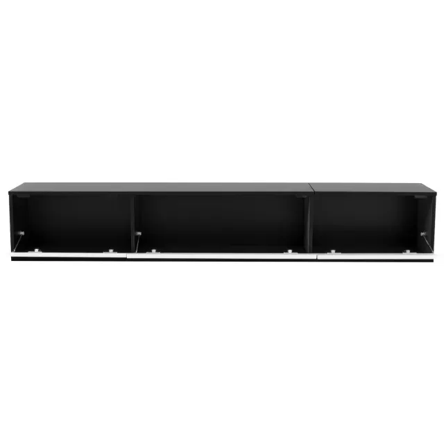 Merax Tv-Meubel Hoogglans Zwart-Wit Met Led-Verlichting - Tv-Kast / Lowboard 180 x 35 x 30 cm - Met Open Middenvak - Wandmontage Of Vrijstaand - Usb Aansluiting - Draagvermogen 60 Kg