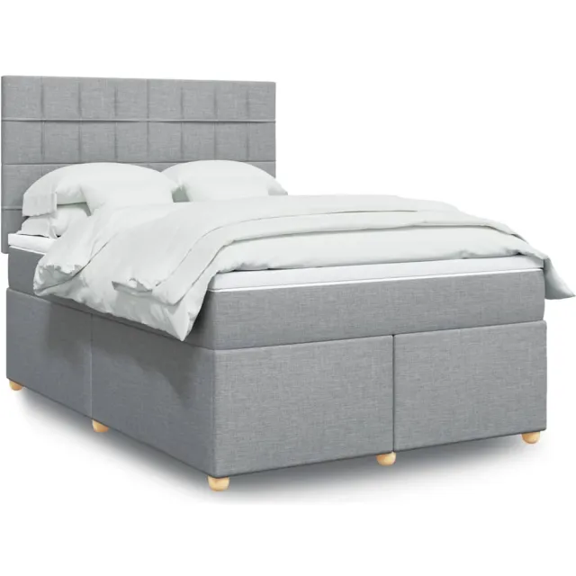vidaXL Boxspring met matras stof lichtgrijs 160x200 cm grijs