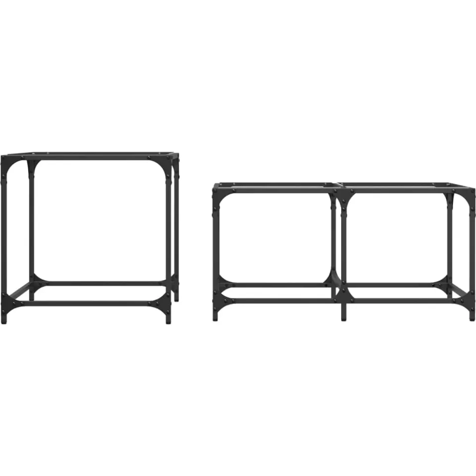 vidaXL 2-delige Tafeltjesset met transparant glazen blad staal transparent