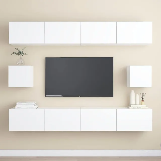 vidaXL 6-delige Tv-meubelset bewerkt hout wit, foto 2