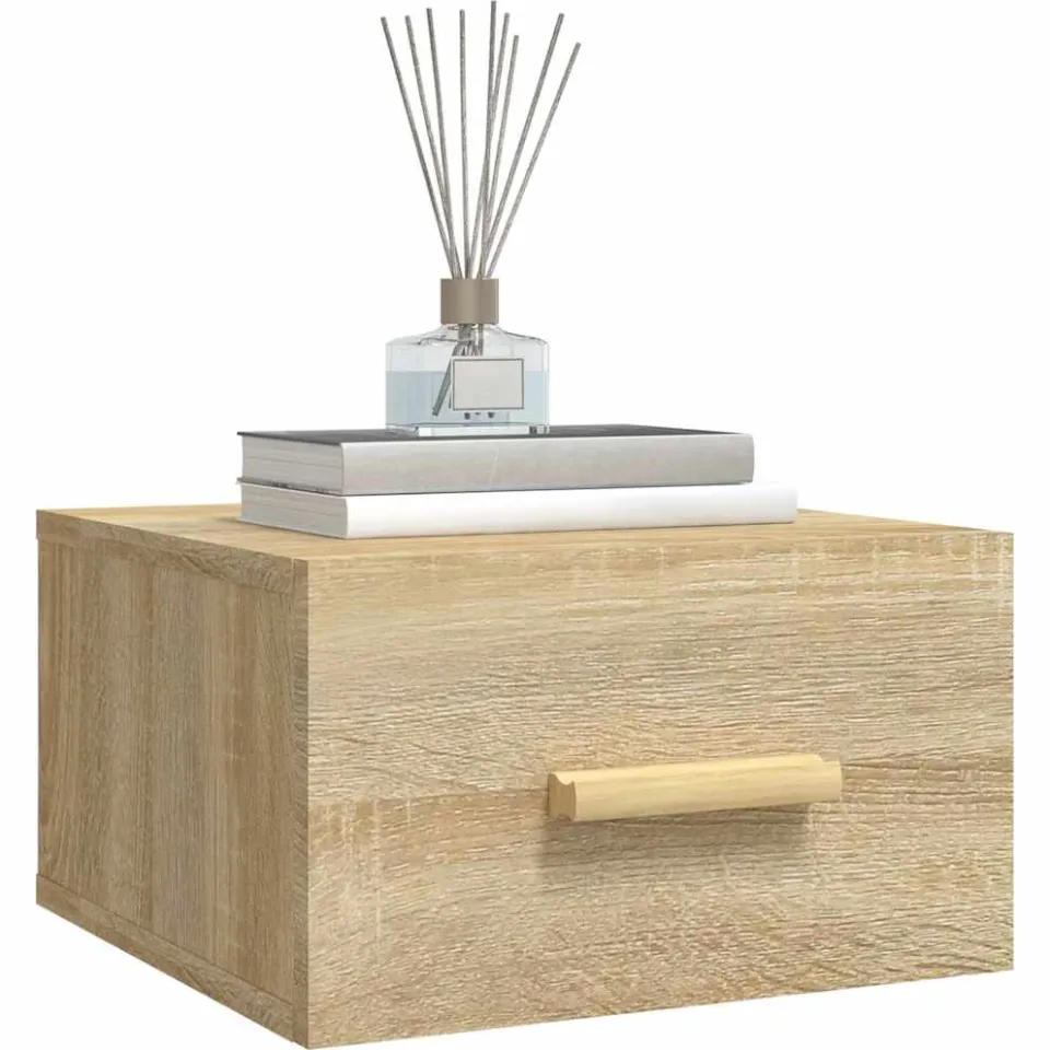 vidaXL Nachtkastjes 2 st wandgemonteerd 35x35x20 cm sonoma eikenkleur Bruin