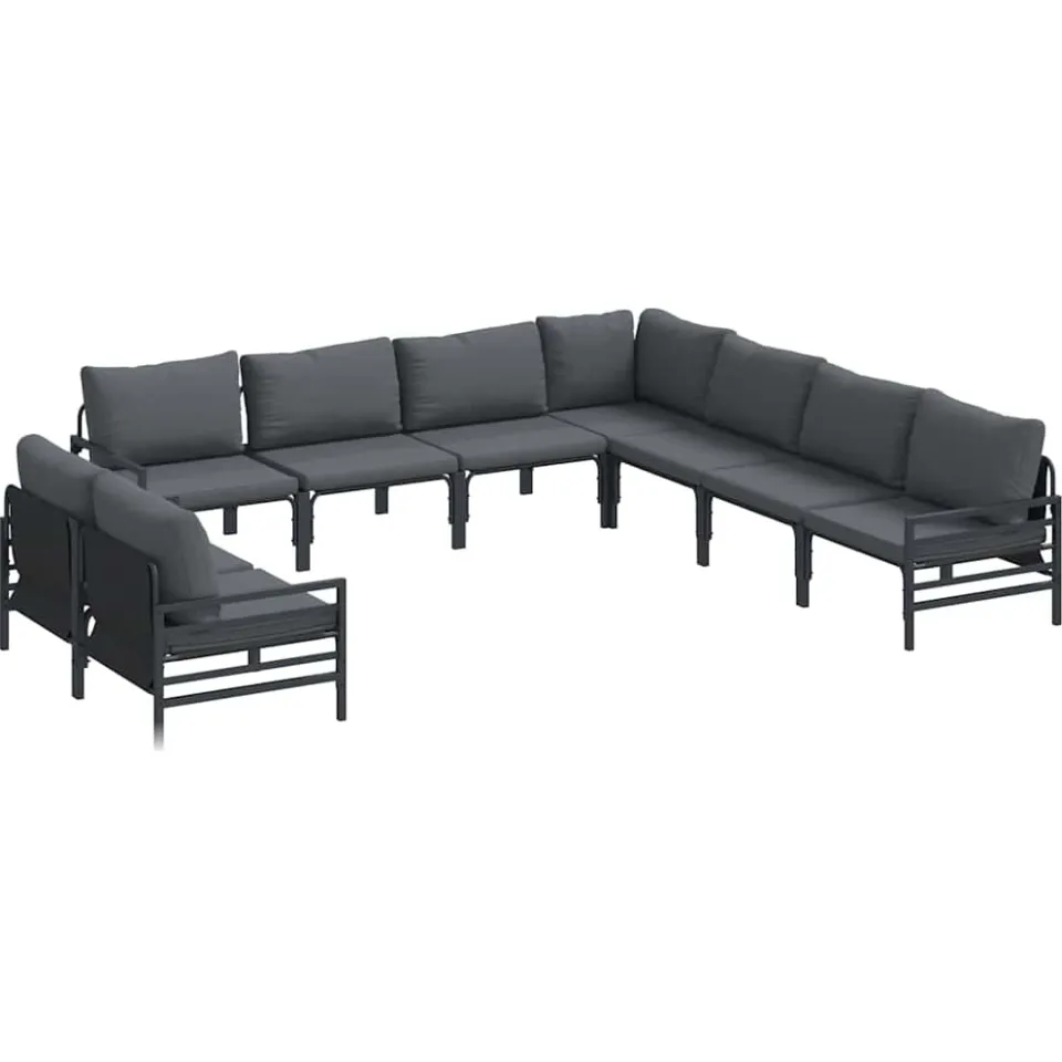vidaXL Tuinbankenset 9 st Zwart Staal