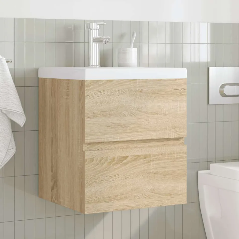 vidaXL 2-delige Badkamermeubelset bewerkt hout sonoma eikenkleurig, foto 2