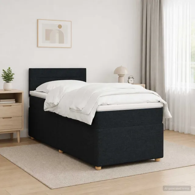 vidaXL Boxspringbed met matras met hoofdeinde Zwart 90 x 200 cm Stof