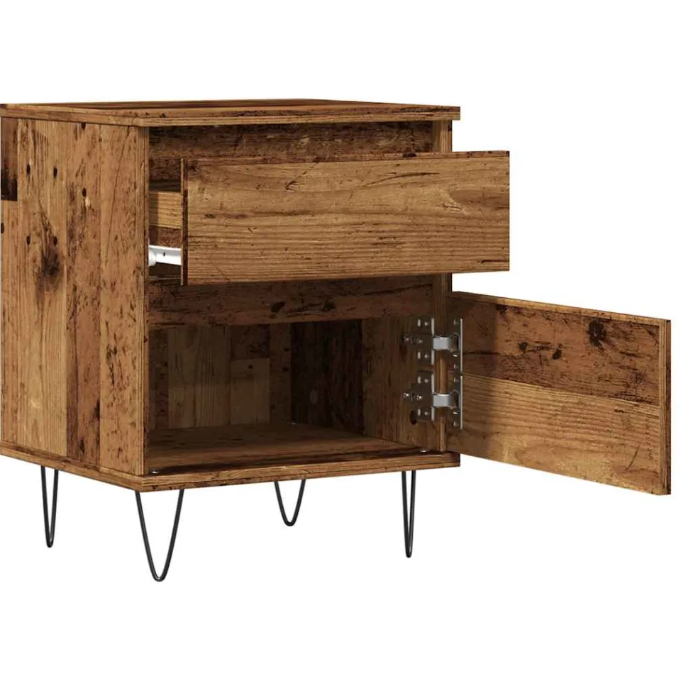 vidaXL Nachtkastje 40x35x50 cm bewerkt hout oud houtkleurig bruin, foto 4