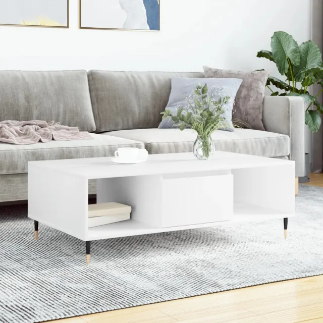 vidaXL Salontafel 104x60x35 cm bewerkt hout wit, foto 2