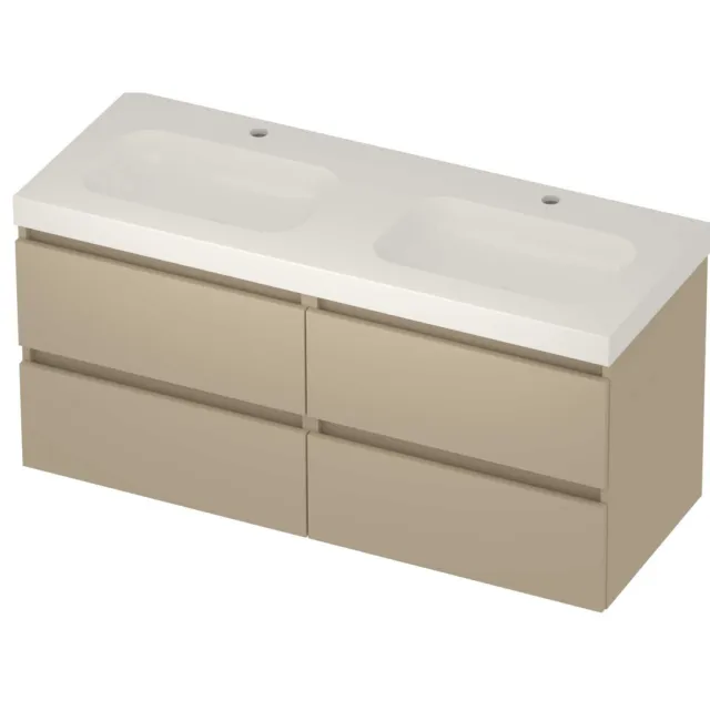 Basic-Line Moby 46 Badmeubelset Polystone 120x46x58 cm M46gwemb2x602 Mat Beige Glans Wit